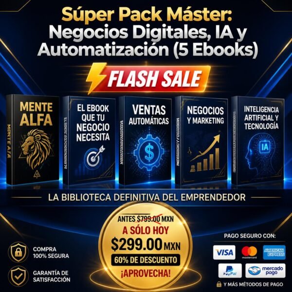 Pack de cinco ebooks para emprendedores sobre inteligencia artificial, ventas y automatización