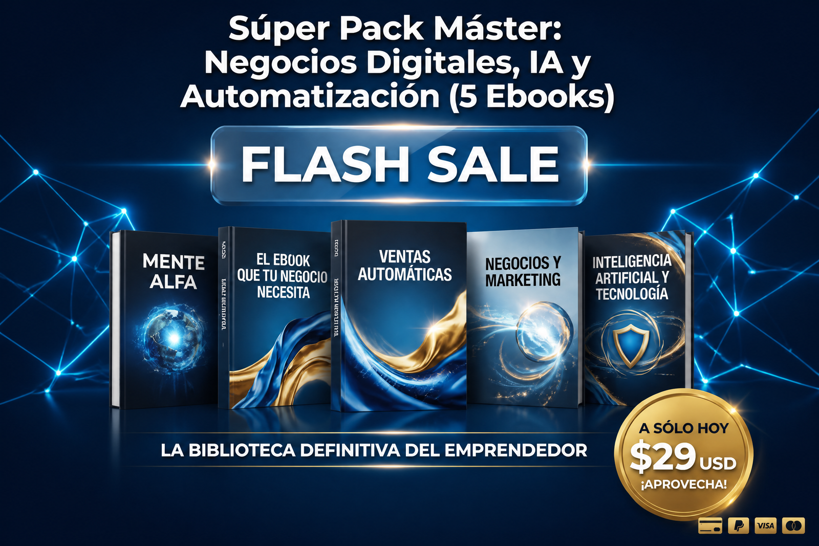 Kit de ebooks para emprendedores digitales sobre negocios, inteligencia artificial y automatización